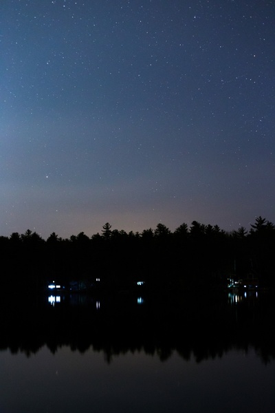 nature landscape night stars sky lake water trees