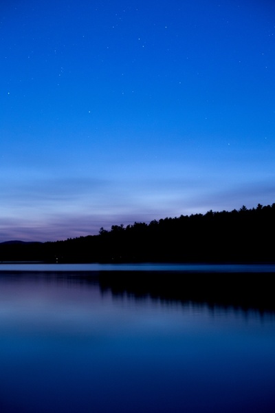 nature landscape night stars sky trees lake water