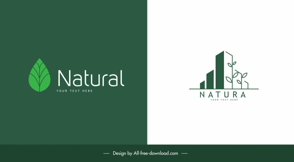 nature logo templates flat green leaf tree buildings