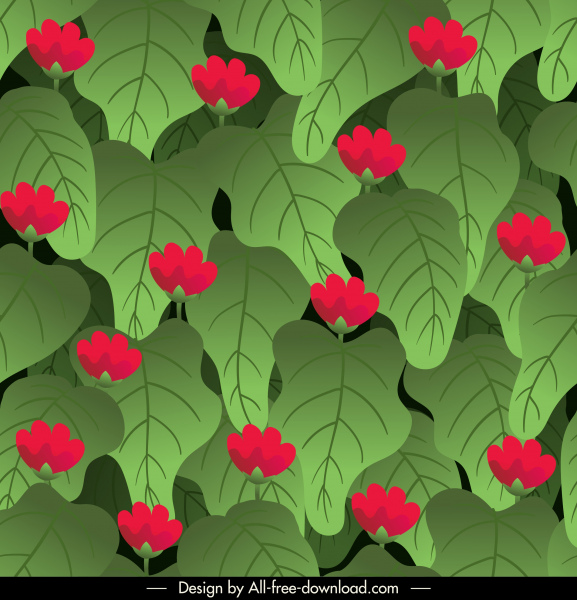 nature pattern luxuriant leaves floral decor