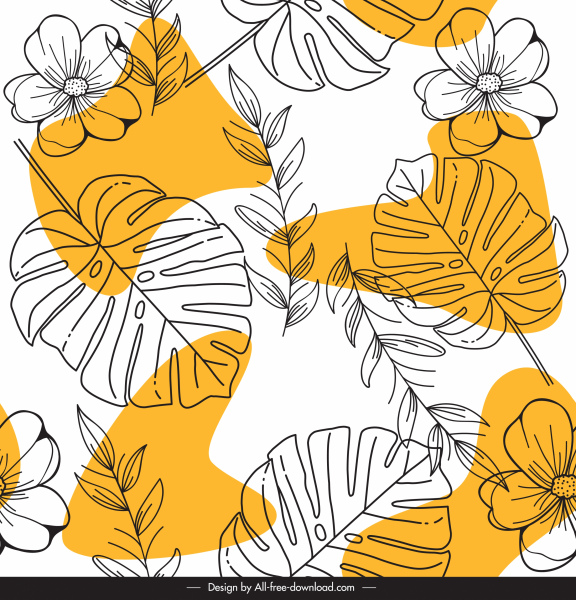 nature pattern template classical handdrawn leaves floras