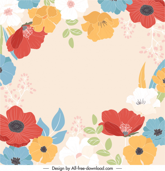 nature pattern template colorful petals handdrawn classic
