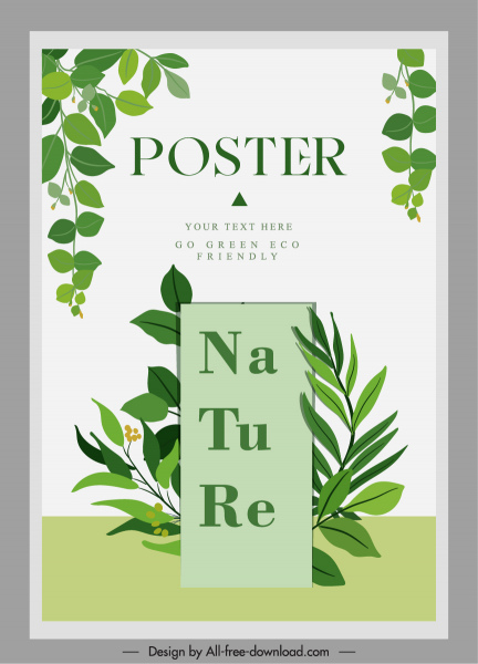 nature poster template elegant bright green leaves decor
