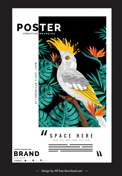nature poster template tropical parrot flowers decor