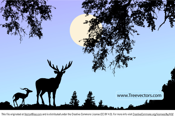 nature scene vector with deer