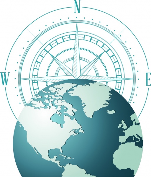 navigation background compass earth icons flat design