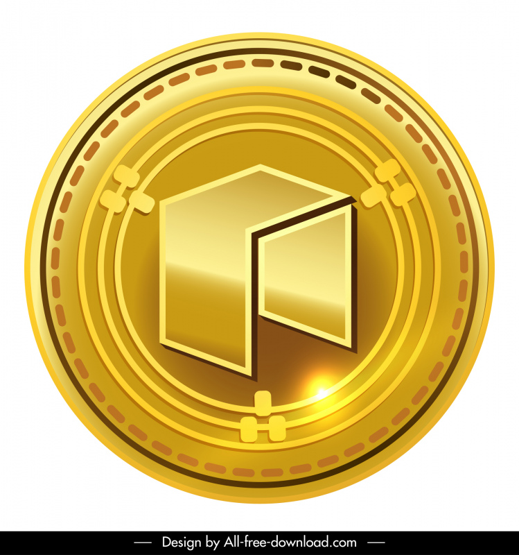 neo coin sign icon sparkling golden symmetric design