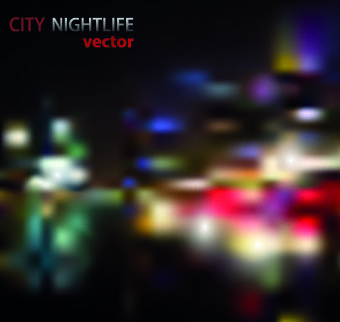 neon city nightlife vector background set