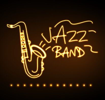 neon sign jazz bar vector graphics 