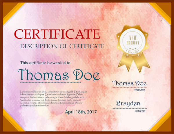 new product certificate illustration with retro pink style