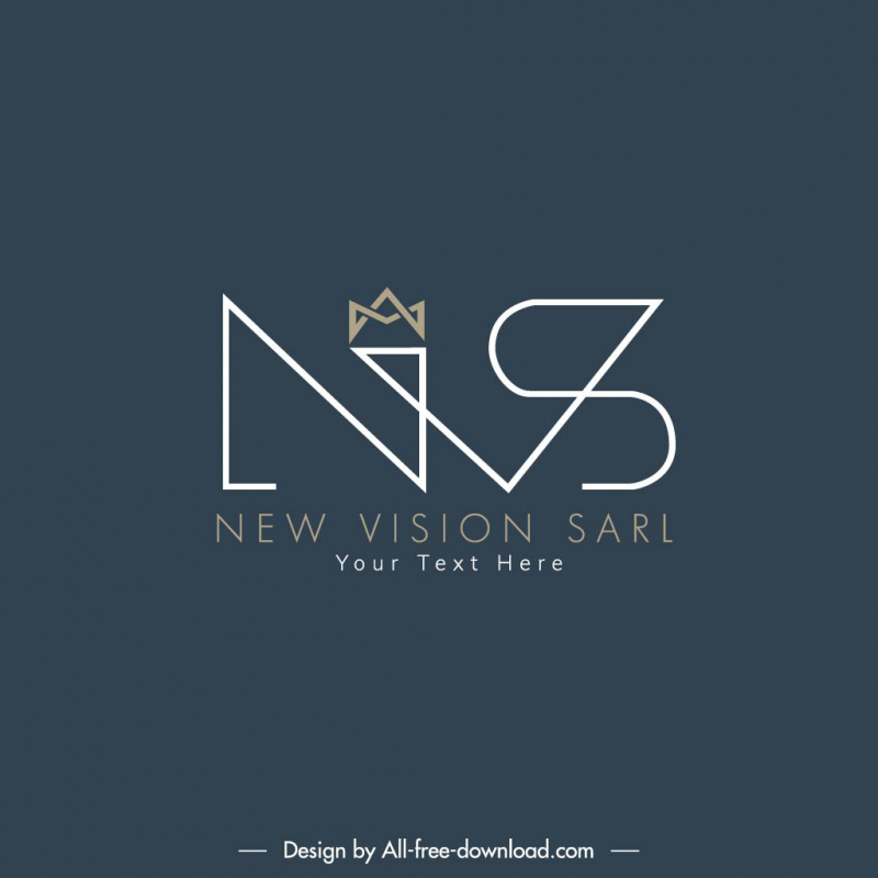 new vision sarl logo template elegant contrast flat stylized texts sketch