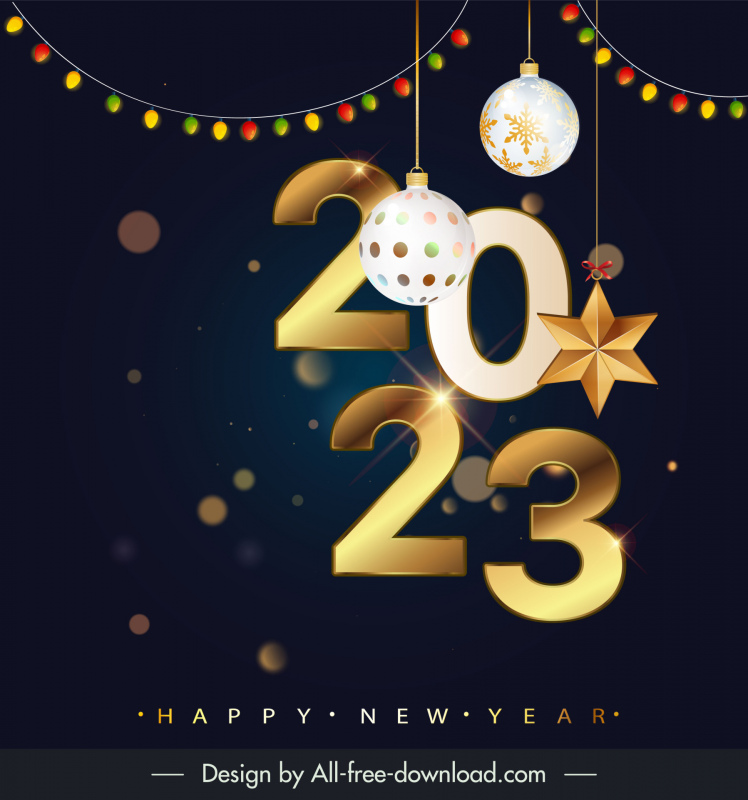  new year 2023 background template elegant luxury bokeh lights numbers decor
