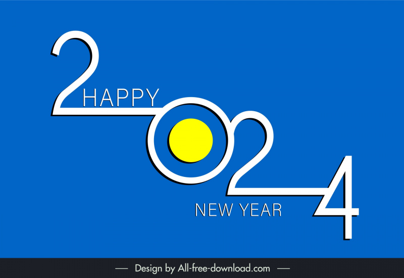 new year 2024 background template flat stylized number 