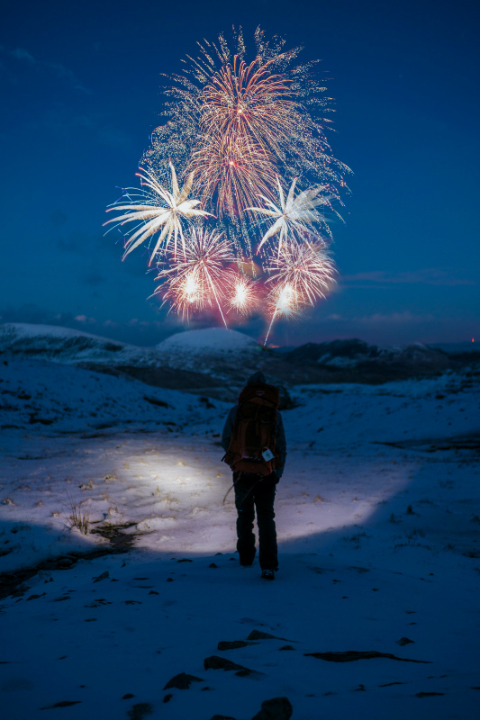 new year festive picture fireworks snowy scene 
