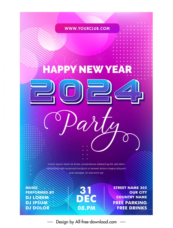new year poster template elegant bright circles 