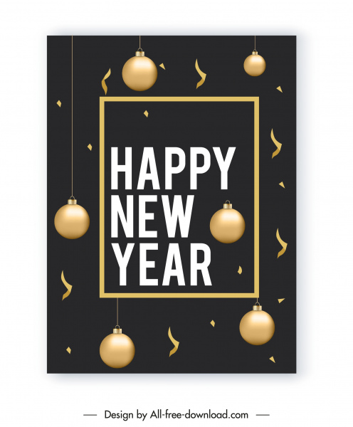 new year poster template shiny bauble balls decor