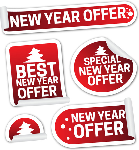 new year sale promotion shaped labels icons collection