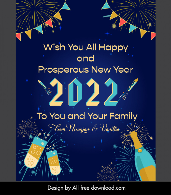 new year wishes banner dynamic fireworks champagne celebration