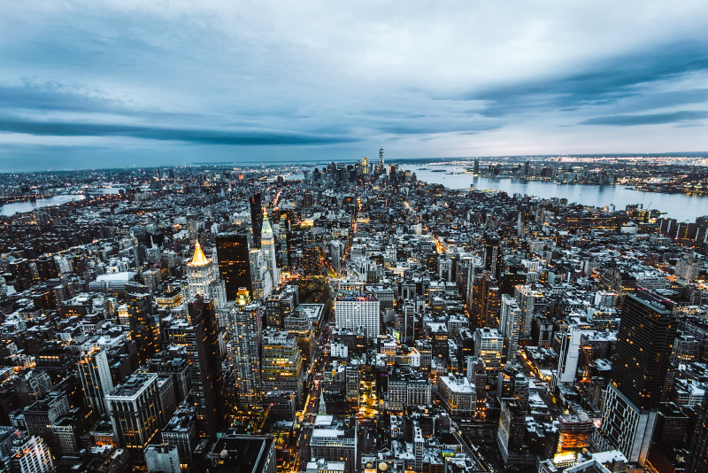 new york city picture high view twilight scene 