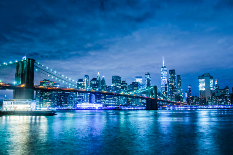 new york city scenery picture modern bridge dark twilight 