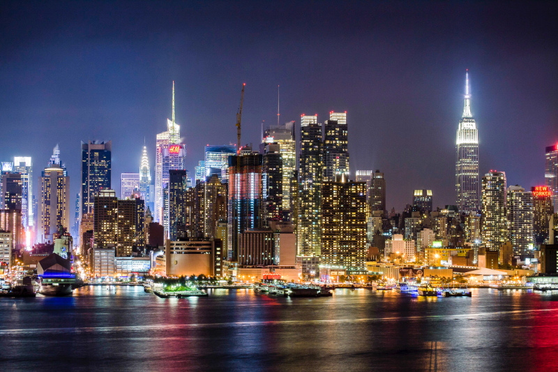 new york night time scenery picture modern architecture