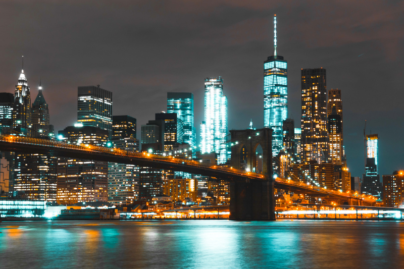 new york nighttime scenery picture elegant modern architectures 