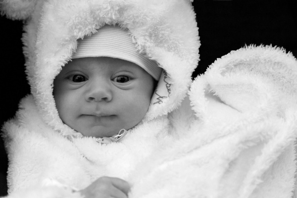 newborn baby in winter