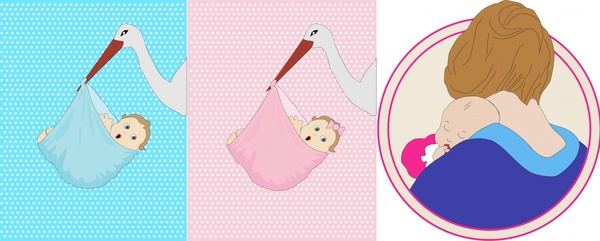 newly born babies design set vector illustration