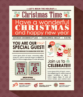 newspaper style christmas background vector