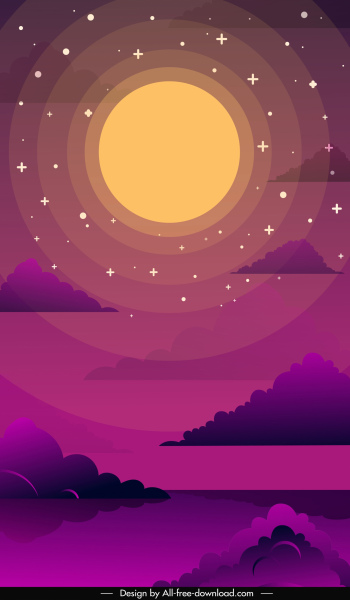 night sky background stars moon cloud sketch