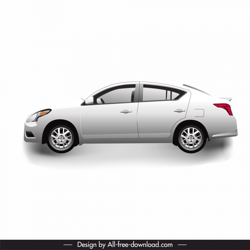 nissan sunny model icon side view sketch modern flat 