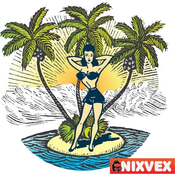 NixVex "Girl on Beach" Free Vector