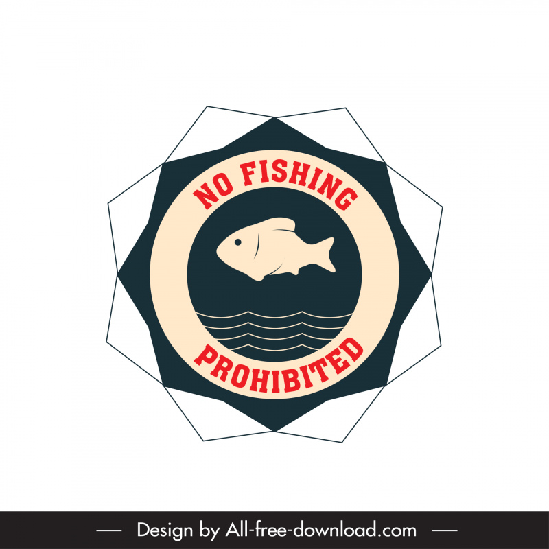 no fishing stamp flat geometrical serrated shape