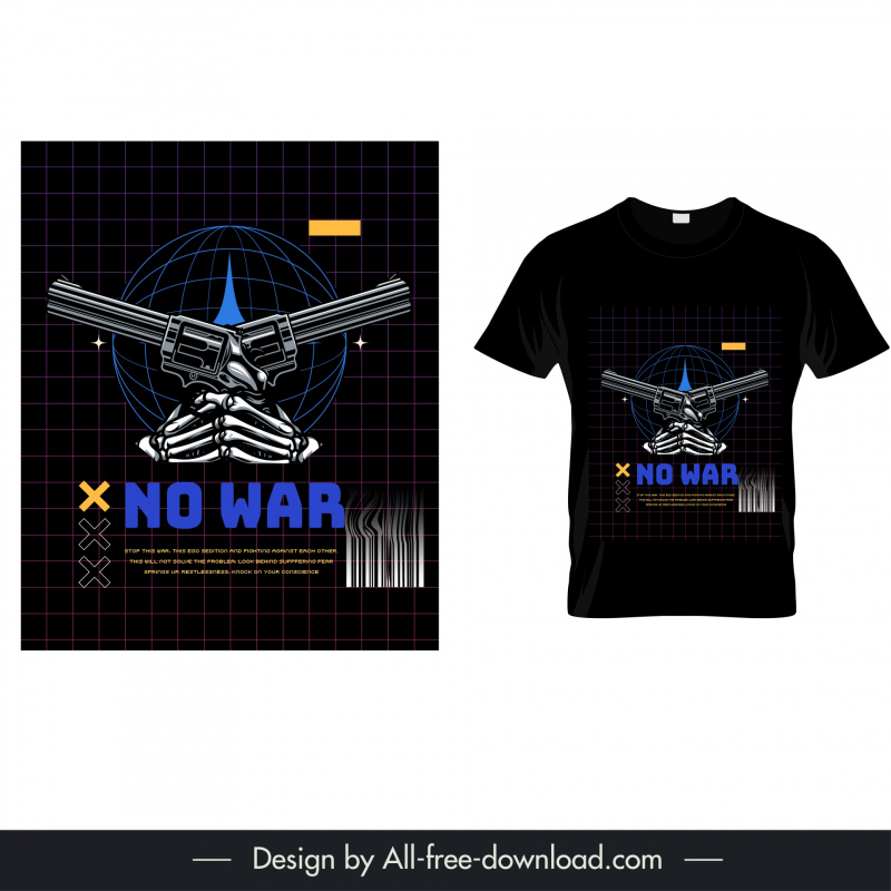 no war streetwear tshirt template symmetric dark guns design  