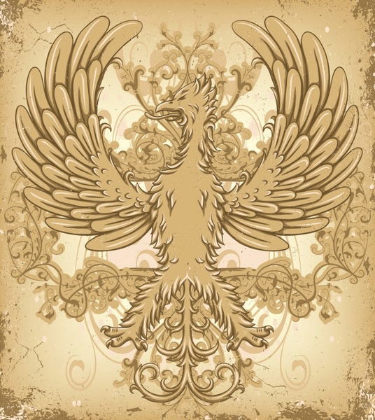 powerful background phoenix icon classical european design