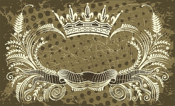 nostalgic european crown ribbon pattern vector
