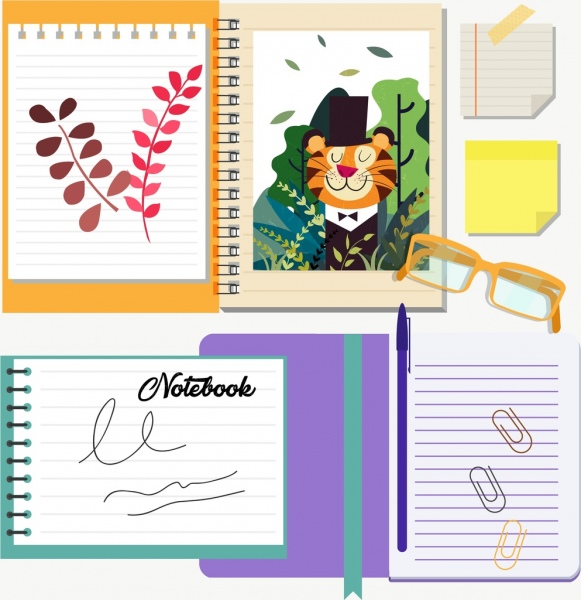 notebook design elements drawing strokes decoration 