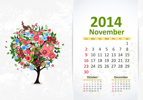 november14 calendar vector