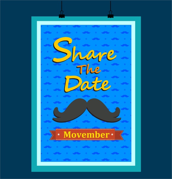 november mustache poster in blue design 