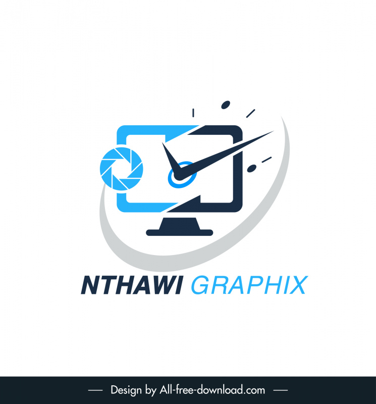 nthawi graphix a logotype computer and a camera and clock watch background curves sketch