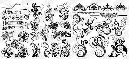 Number of black-and-white pattern vector material for fashion