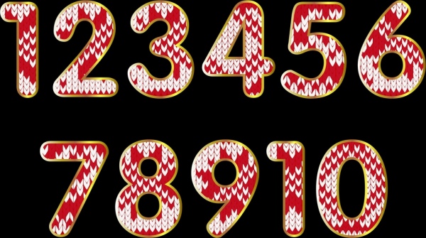 numbers background red white flat decor