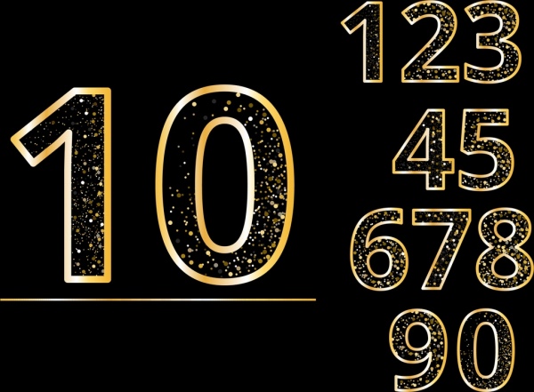 numbers background shiny sparkling yellow decor