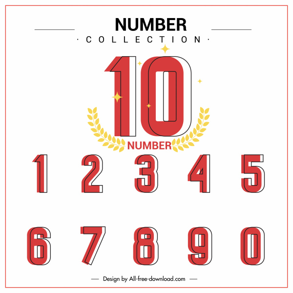 numbers background template classic flat handdrawn sketch
