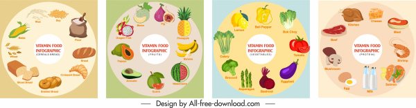 nutrition food infographic banners colorful circle layout