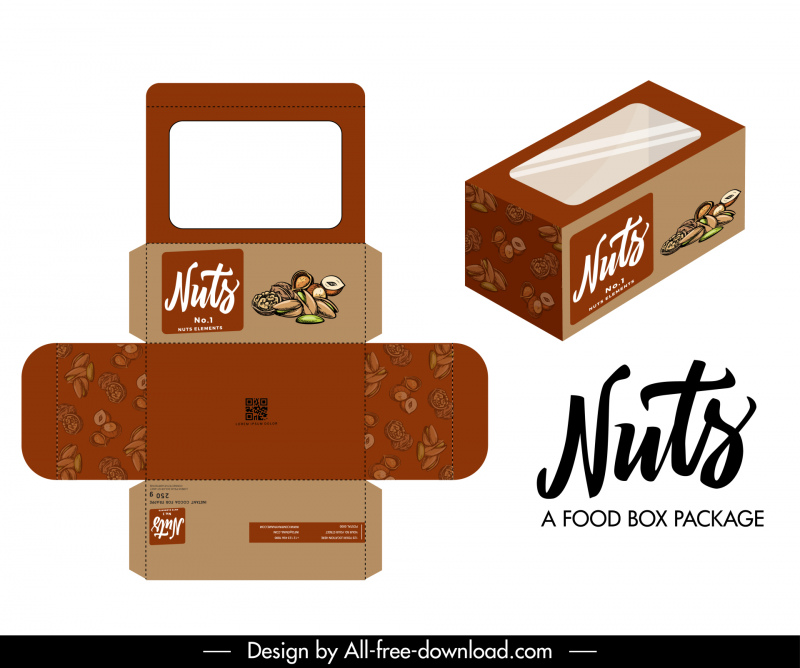 nuts food box package design elements elegant classic