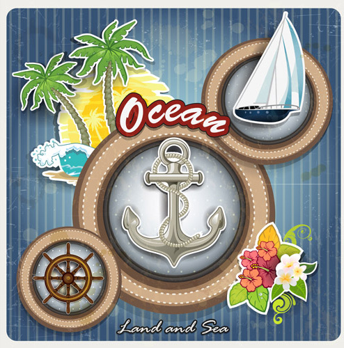 ocean sail elements background vector