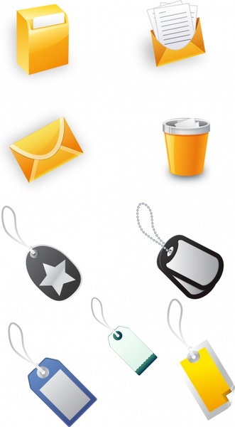 office objects icons modern 3d sketch