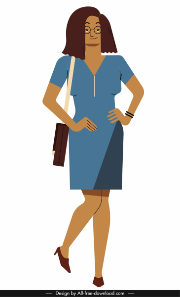 office lady icon colored cartoon character