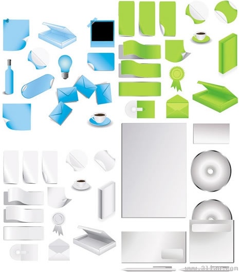 stationery icons modern 3d blank sketch